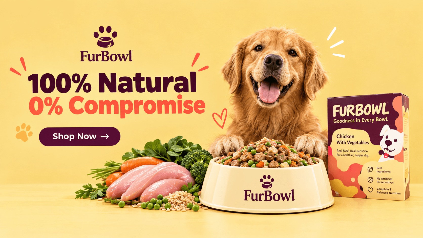 FurBowl — 100% Natural, 0% Compromise. Shop fresh dog food now.