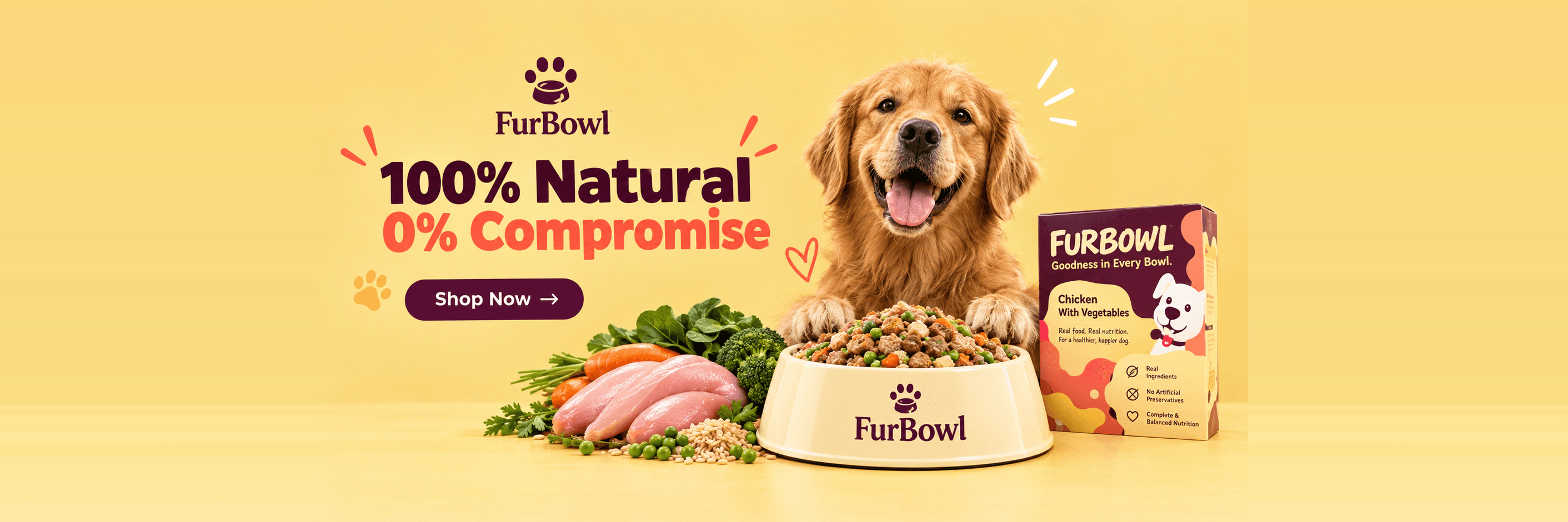 FurBowl — 100% Natural, 0% Compromise. Shop fresh dog food now.