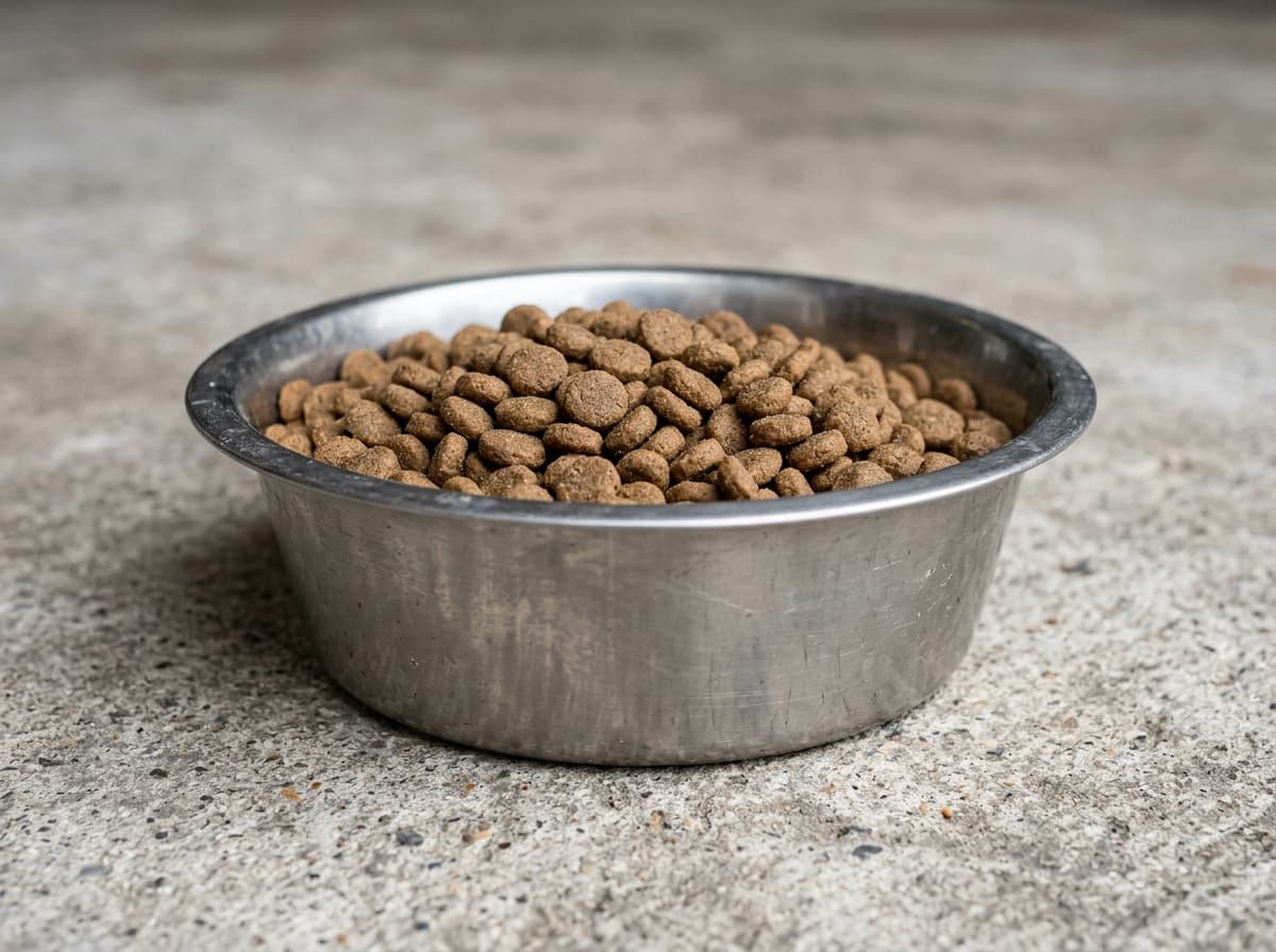 Dry processed commercial kibble